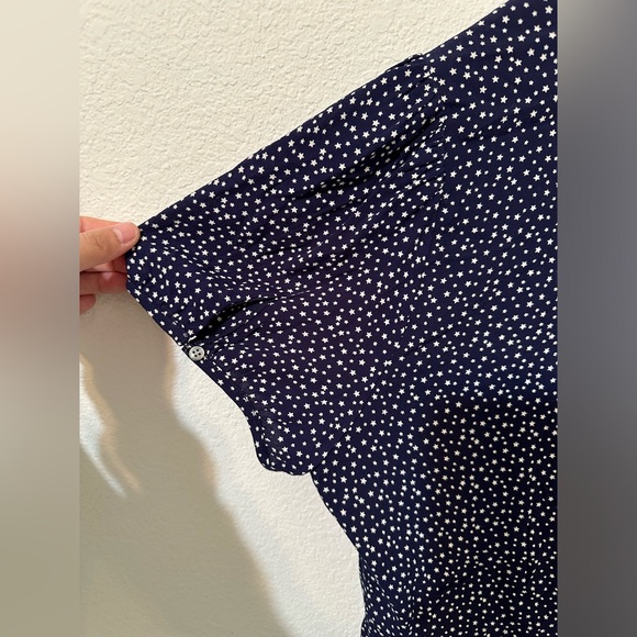 ~EUC~ J. Crew Navy Star Print V-Neck Peplum Blouse - Picture 6 of 8